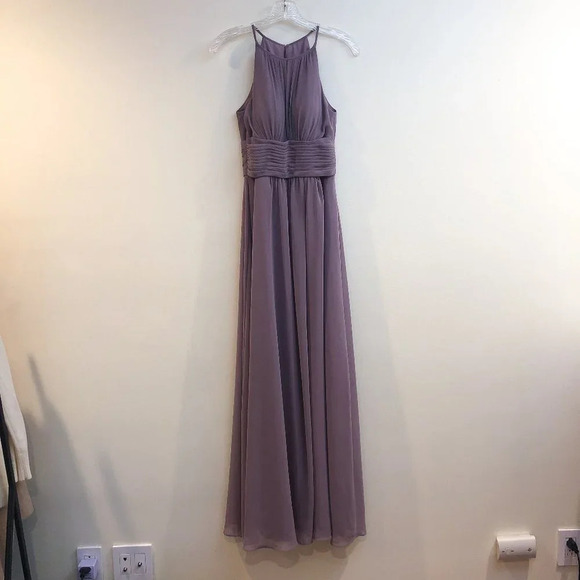 AZAZIE Mauve Chiffon Halter Formal Bridesmaids Maxi Dress C - Picture 2 of 9